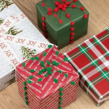 30" x 10' Holiday Giftwrap Ensemble w/ Star Bow & Tags (4-pack) | Doe a Deer LaRibbons and Crafts