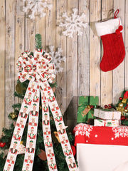 13" Decorative Christmas Tree Topper Bow (2.5" Wired Ribbon) | "Nutcracker" White/Multi
