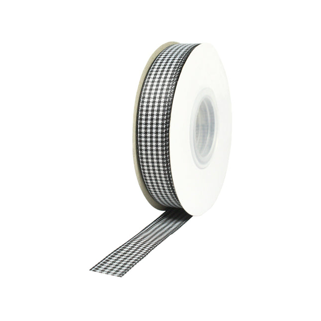 5/8" Micro Gingham Check Black (030)/White (029) 25 Yd Roll LaRibbons and Crafts