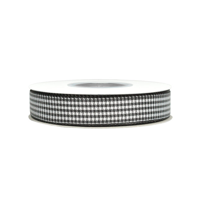 5/8" Micro Gingham Check Black (030)/White (029) 25 Yd Roll LaRibbons and Crafts