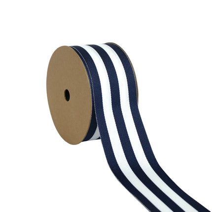 Iconic Baseball Print and Double-Sided Polka Dot Jacquard Ribbon Assorted with Textured Mono-Stripe Navy and Black Dupioni|4 Rolls |55 Yards