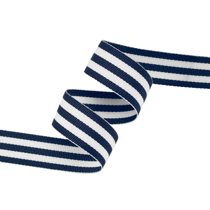 Navy and white mono stripe grosgrain ribbon, classic nautical design for gift wrapping, crafts 