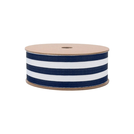 Navy/white striped grosgrain ribbon with bold alternating stripes, durable woven ribbon 