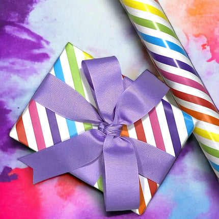 30" x 10' Wrapping Paper |  Diagonal Rainbow Stripe LaRibbons and Crafts