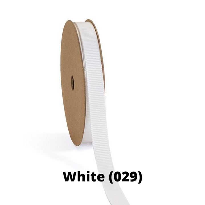 7/8" Textured Grosgrain Ribbon | White (029) | 100 Yard Roll