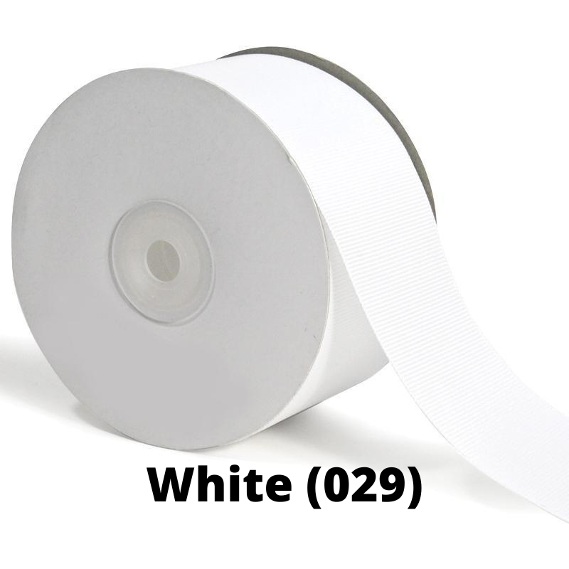 7/8" Textured Grosgrain Ribbon | White (029) | 100 Yard Roll