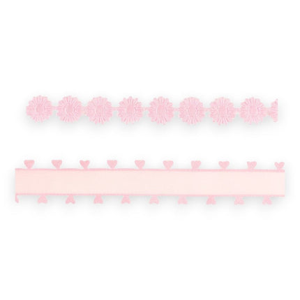 Ultrasonic Cut 3/4" Pink Daisy/1" Pink Organza Heart Bundle | 20 Yards LaRibbons and Crafts