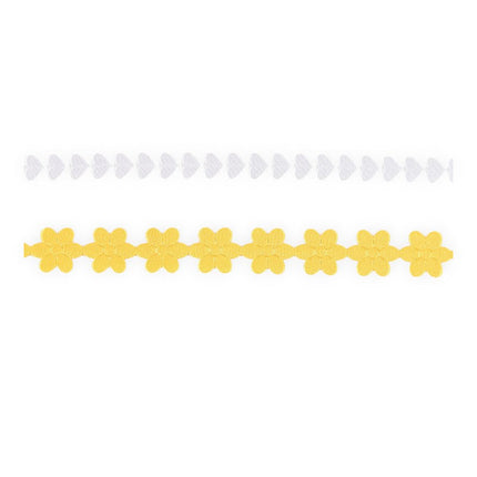 Ultrasonic Cut 1/4" White Heart/3/4" Yellow Flower Bundle | 20 Yards LaRibbons and Crafts