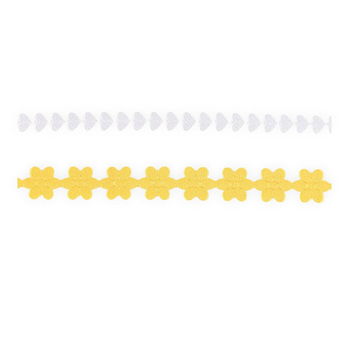 Ultrasonic Cut 1/4" White Heart/3/4" Yellow Flower Bundle | 20 Yards