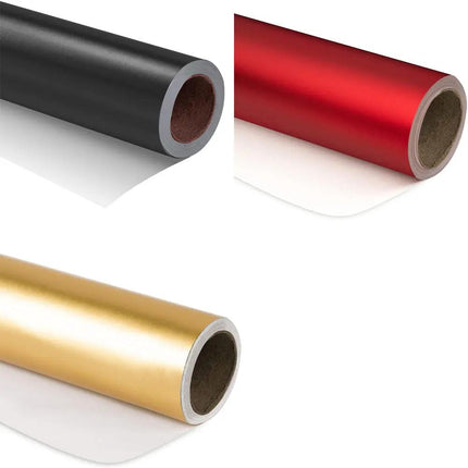 Shimmery black-red-gold metallic wrapping paper set (3 rolls), ideal for elegant holiday gift wrapping 