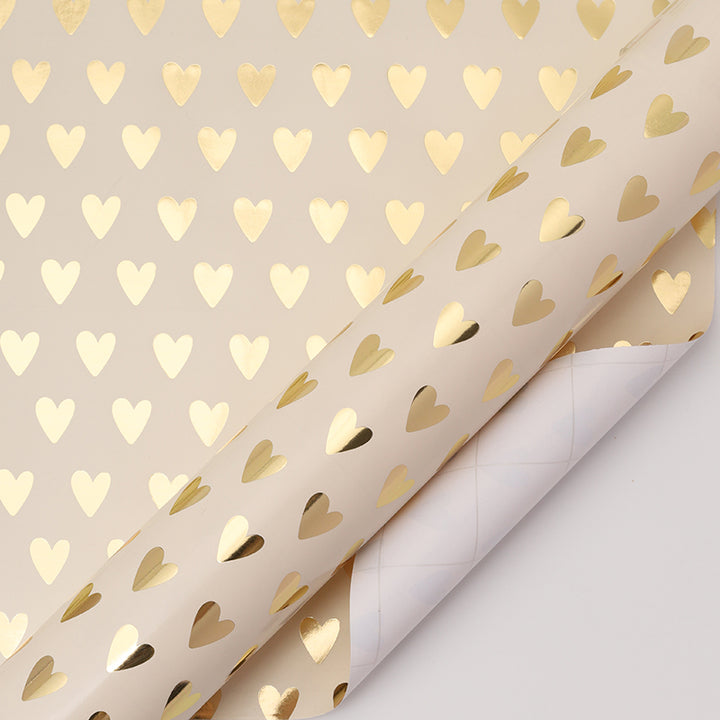 17" x 33' Mini Wrapping Paper | Blush Gold Metallic Heart