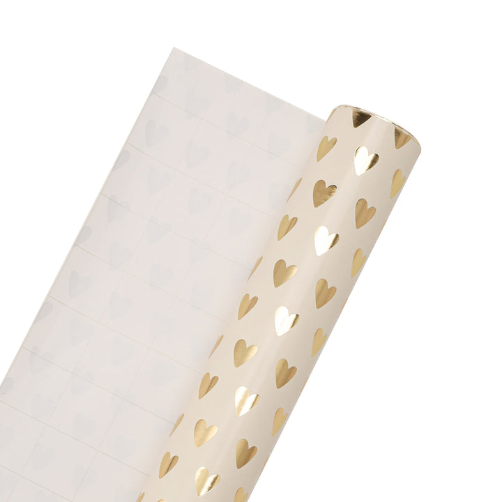 17" x 33' Mini Wrapping Paper | Blush Gold Metallic Heart