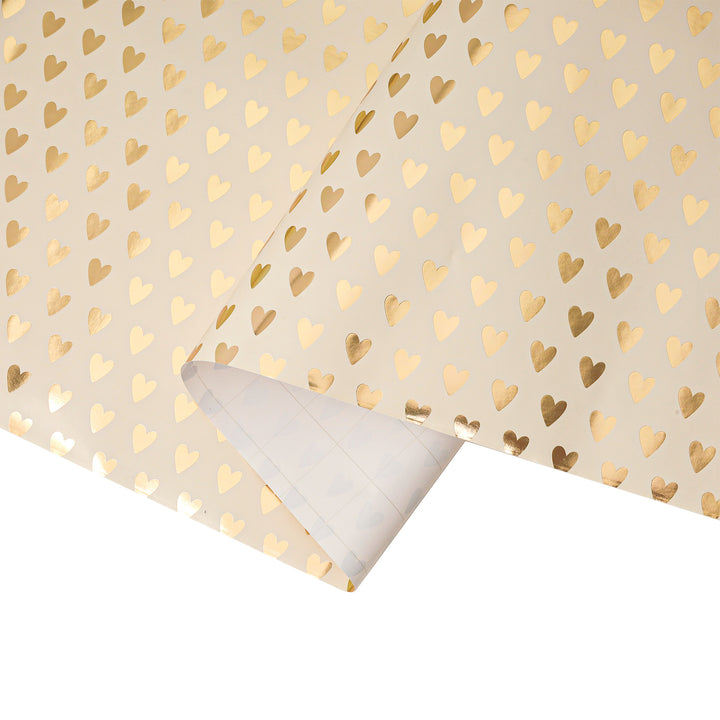 17" x 33' Mini Wrapping Paper | Blush Gold Metallic Heart