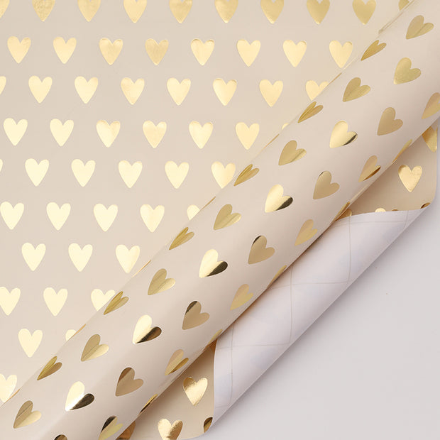 17" x 33' Mini Wrapping Paper | Blush Gold Metallic Heart