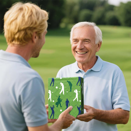 17" X 33' Reversible Wrapping Paper | Golfers w/ Green/Black Plaid