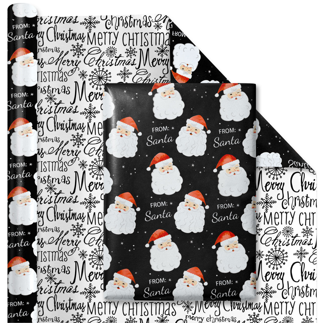 24" x 16' Reversible Holiday Wrapping Paper | "From Santa/Merry Christmas"