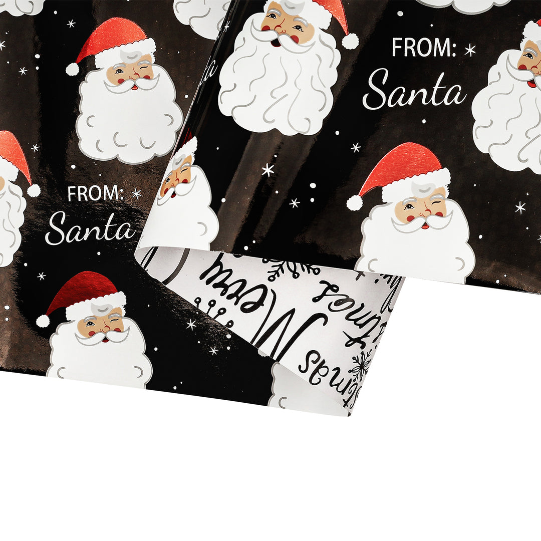 24" x 16' Reversible Holiday Wrapping Paper | "From Santa/Merry Christmas"