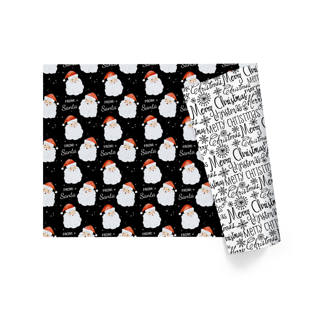 24" x 16' Reversible Holiday Wrapping Paper | "From Santa/Merry Christmas"