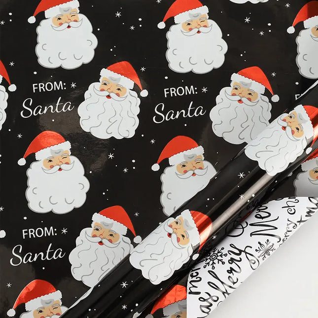 24" x 417' Reversible Holiday Wrapping Paper Half Ream | "From Santa/Merry Christmas" LaRibbons and Crafts