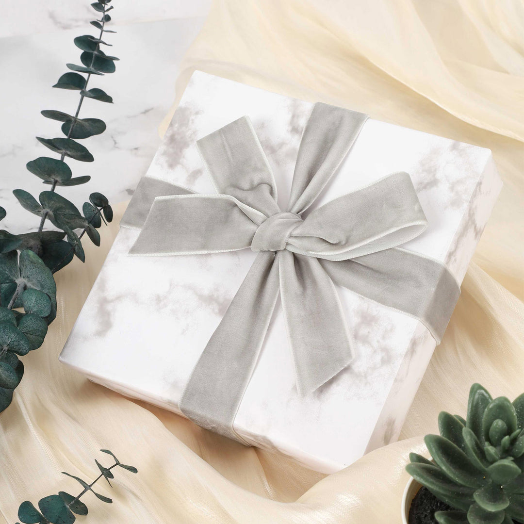 24" x 417' Wrapping Paper Half Ream | White Marble