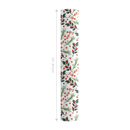 24" x 417' Holiday Reversible Wrapping Paper Half Ream | Greens and Berries/Red and White Stripe LaRibbons and Crafts