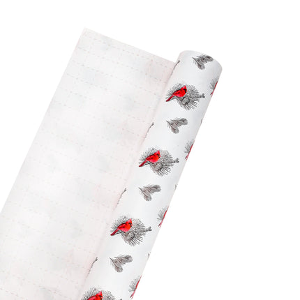 24" x 417' Holiday Wrapping Paper Half Ream | Holiday Cardinal Floral LaRibbons and Crafts