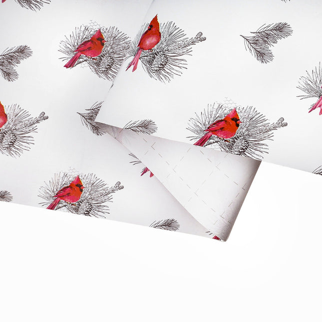 24" x 417' Holiday Wrapping Paper Half Ream | Holiday Cardinal Floral LaRibbons and Crafts