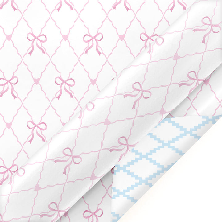 24" x 417’ Reversible Wrapping Paper Half Ream | Baby Quilted Diamond and Ric-Rac