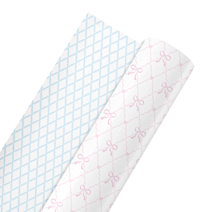 24" x 417’ Reversible Wrapping Paper Half Ream | Baby Quilted Diamond and Ric-Rac