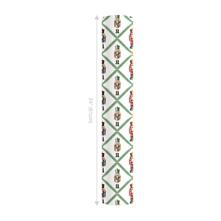 24" x 417' Reversible Holiday Wrapping Paper Half Ream | Norfolk Pine Nutcracker/Small Red and Green Plaid - LaRibbons and Crafts