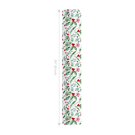 24" x 417' Reversible Holiday Wrapping Paper Half Ream | Watercolor Holly/Green and White Lattice LaRibbons and Crafts