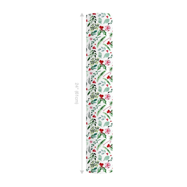 24" x 417' Reversible Holiday Wrapping Paper Half Ream | Watercolor Holly/Green and White Lattice LaRibbons and Crafts