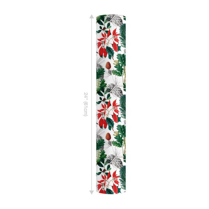 24" x 417' Reversible Holiday Wrapping Paper Half Ream | Holiday Botanical/Green Tone on Tone Diagonal Stripe LaRibbons and Crafts