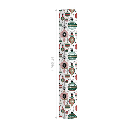 24" x 417" Reversible Holiday Wrapping Paper Half Ream | Retro Ornaments/Retro Snowflakes and Stars LaRibbons and Crafts