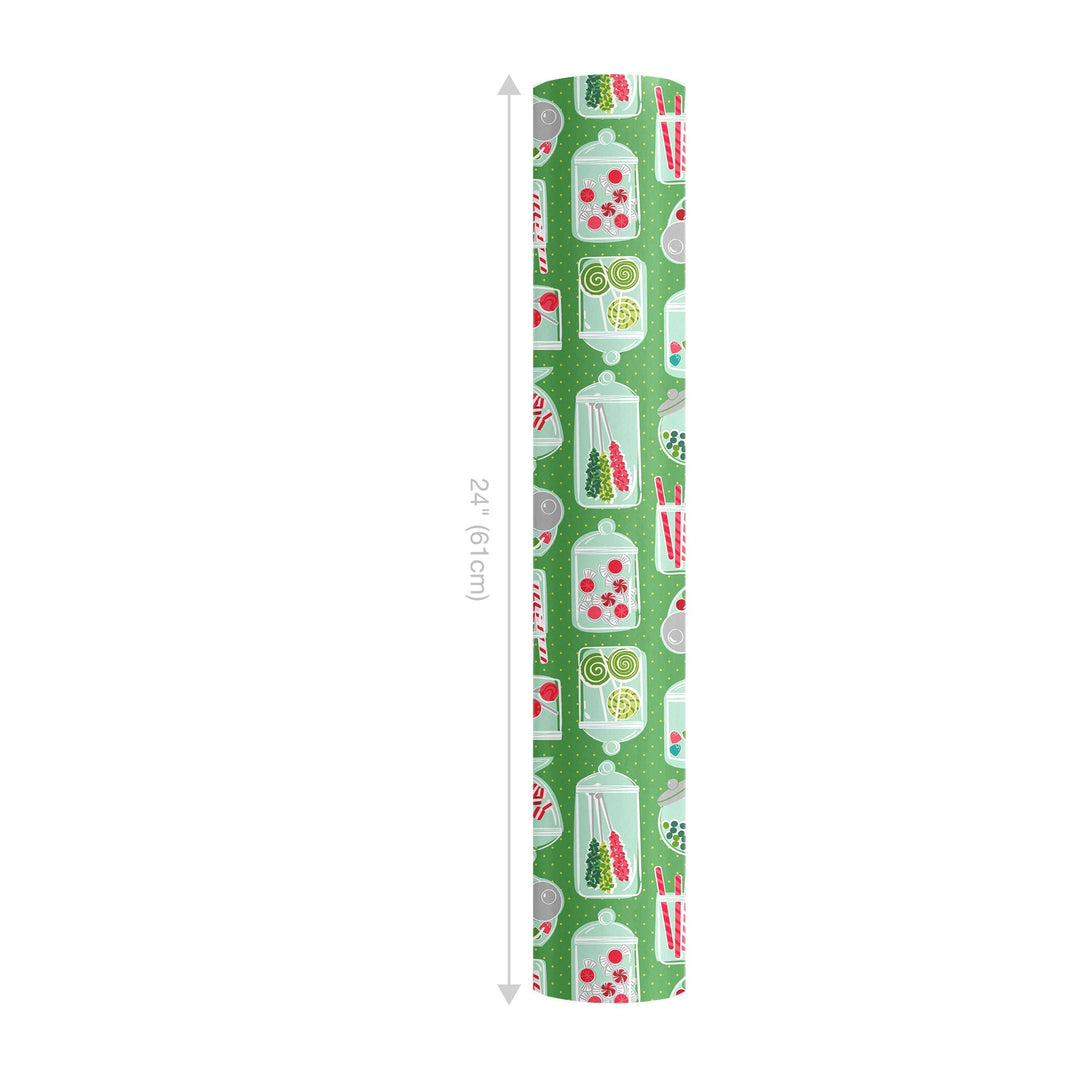 24" x 417' Reversible Holiday Wrapping Paper Half Ream | Sweet Treats/Pink and Red Diagonal Stripes LaRibbons and Crafts