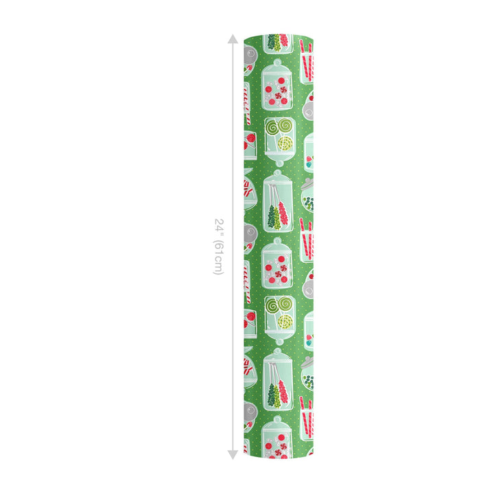 24" x 417' Reversible Holiday Wrapping Paper Half Ream | Sweet Treats/Pink and Red Diagonal Stripes LaRibbons and Crafts