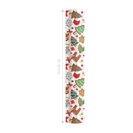24" x 417' Reversible Holiday Wrapping Paper Half Ream | Sweet Cookies/Solid Green LaRibbons and Crafts