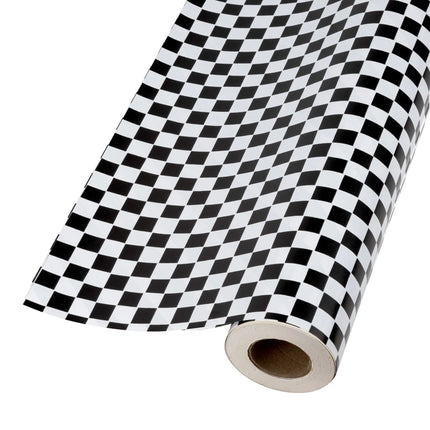 Modern monochrome double-sided wrap with alternating square checks and thick diagonal stripes