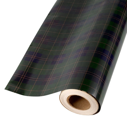 Commercial half ream holiday wrapping paper, reversible fashion plaid and brown herringbone print