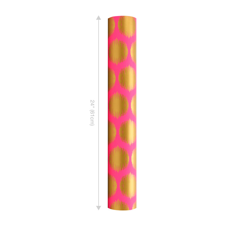 24" x 417' Wrapping Paper Half Ream | Pink w/ Large Pink Metallic Dot