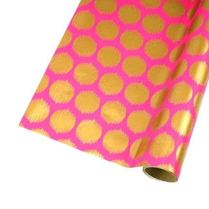 24" x 417' Wrapping Paper Half Ream | Pink w/ Large Pink Metallic Dot LaRibbons and Crafts