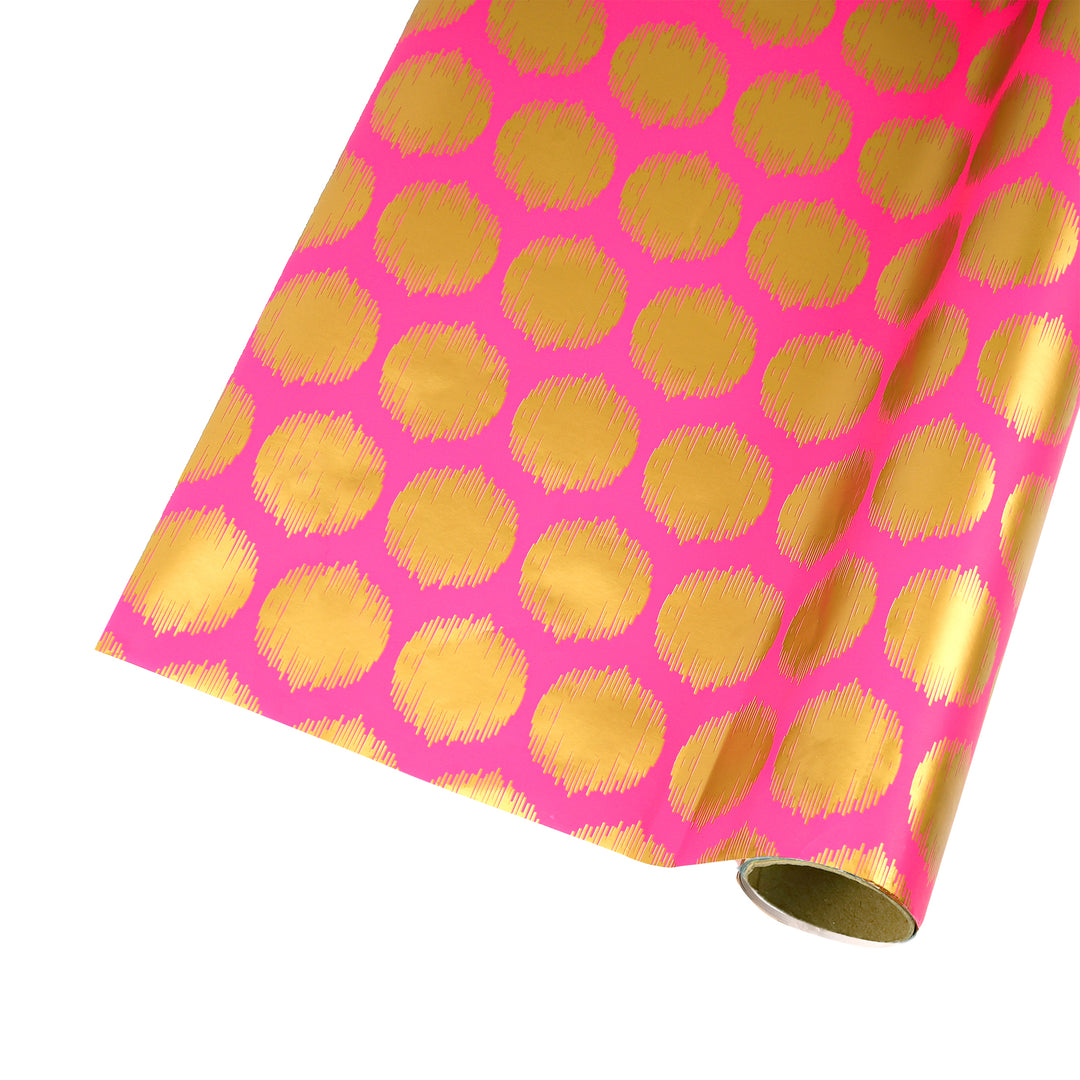 24" x 417' Wrapping Paper Half Ream | Pink w/ Large Pink Metallic Dot