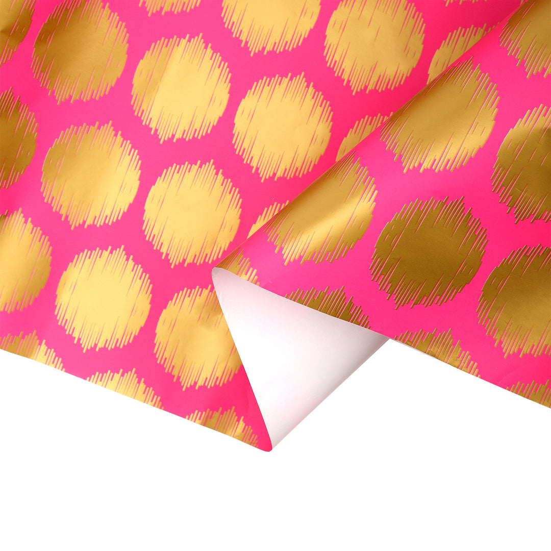 24" x 417' Wrapping Paper Half Ream | Pink w/ Large Pink Metallic Dot