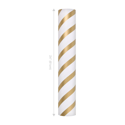 24" x 417' Wrapping Paper Half Ream | White/Gold Diagonal Stripe LaRibbons and Crafts