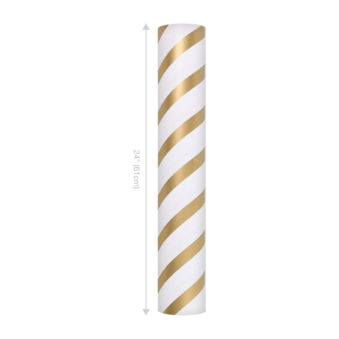 24" x 417' Wrapping Paper Half Ream | White/Gold Diagonal Stripe