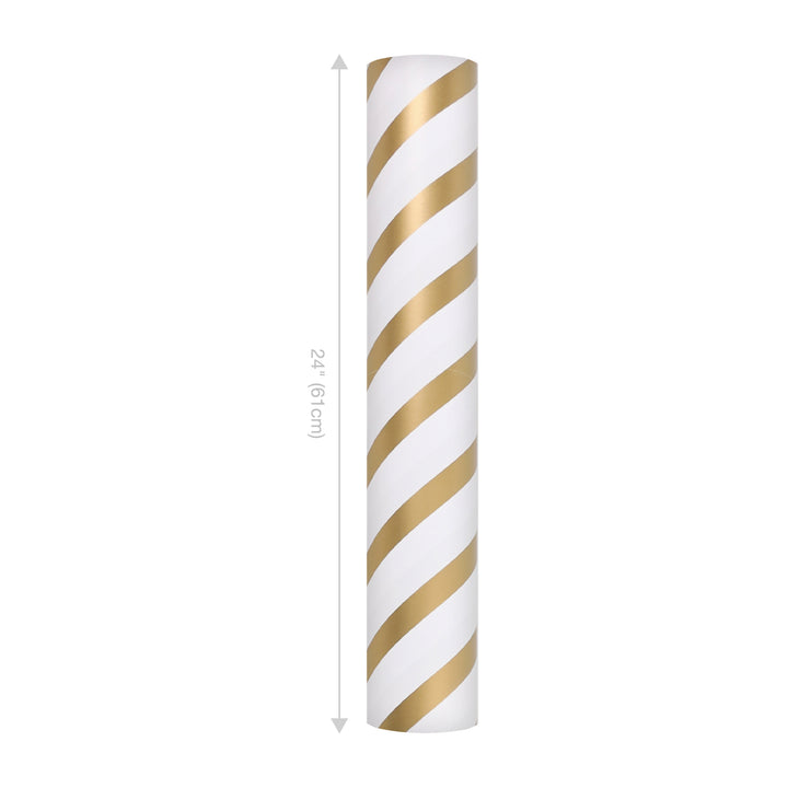 24" x 417' Wrapping Paper Half Ream | White/Gold Diagonal Stripe