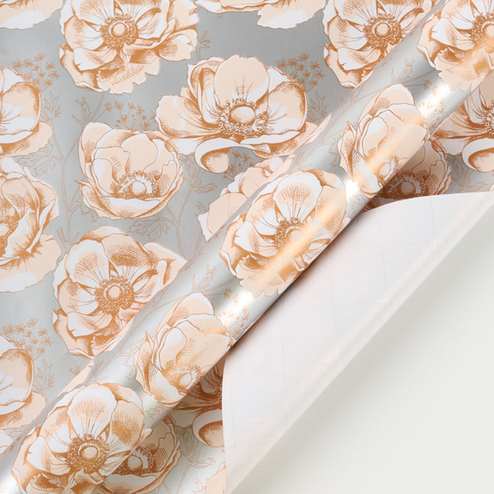 30" x 10' Wrapping Paper Bundle (4-Pack) | Floral Rose Gold Multi