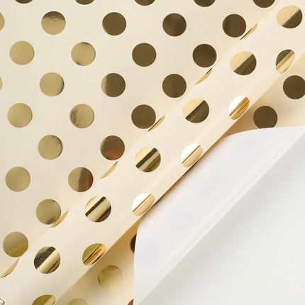 24" x 417' Wrapping Paper Half Ream | Metallic Gold Polka Dot LaRibbons and Crafts
