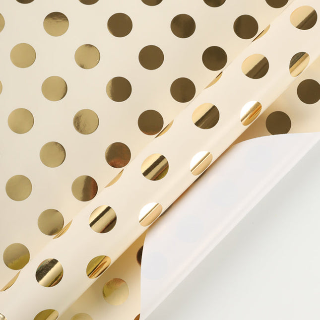 24" x 417' Wrapping Paper Half Ream | Metallic Gold Polka Dot LaRibbons and Crafts
