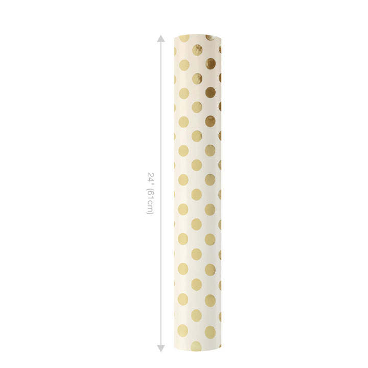 24" x 417' Wrapping Paper Half Ream | Metallic Gold Polka Dot